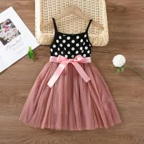 Toddler Kid Girls Slip White Dots Pink Tutu Summer Dress