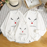 Christmas Matching Family White Simple Cute Deer Slogans Sweatshirt Tops