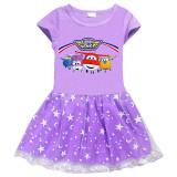 Toddler Girl Super Flying Man Mesh Lace Short Sleeve Tutu Dress