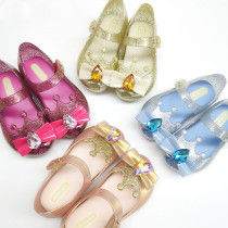 Toddler Girls Diamond Bowknot Crown Flat Crystal Jelly Sandals
