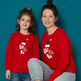 Christmas Matching Family Slogan Hohoho Christmas Hat Family Sweatshirt Tops
