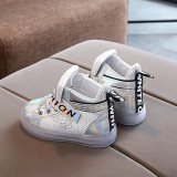 Toddler Kids Girls LED Light Bright Leather Fashion Sneakers Shoes