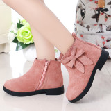 Toddler Kids Girl Suede Bowknot Ankle Boots