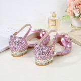 Toddler Girls Jewelry Butterfly Sequins Girl High Heel Sandals Dress Shoes