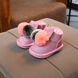 Toddler Kids Girl Rabbit Ear Pompom Sequins Warm Winter Snow Boot Shoes