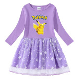 Toddler Girl Cute Pikachu Long Sleeve Princess Dress