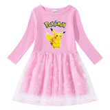 Toddler Girl Cute Pikachu Long Sleeve Princess Dress
