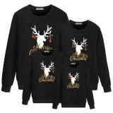 Christmas Matching Family Deer Gold Merry Christmas Letters Christmas Family Sweatshirt Tops