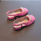 Toddler Girls Sandals Pearl Flat PU Leather Slippers Sandals Shoes