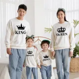 Matching Family King Queen Princ Princess Crown Letters Family Sweatshirt Tops