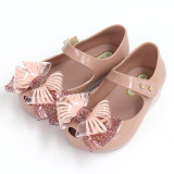 Toddler Girls Tansparent Bow Soft Comfortable Flat Jelly Shoes