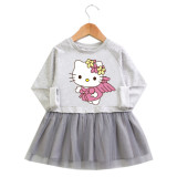Toddler Girl Flying Hello Kitty Princess A-line Long-Sleeved Mesh Dress
