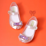 Toddler Girls Bow Flat Soft Jelly Crystal Sandals