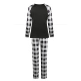Christmas Family Matching Sleepwear Pajamas Elk Slogan Tops And Black White Plaids Pants