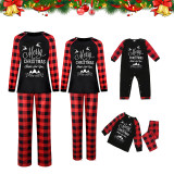Christmas Family Matching Sleepwear Pajamas Happy New Year Slogan Deer Tops And Plaids Pants