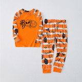 Halloween Family Matching Sleepwear Pajamas Boo Slogan Grimace Pumpkin Printing Stripes Sets