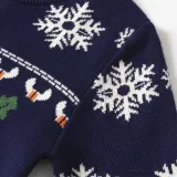 Toddler Girl Prints Christmas Tree Elk Snow Knit Pullover Sweater