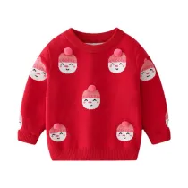 Toddler Girl Cartoon Snowman Pompom Sweater