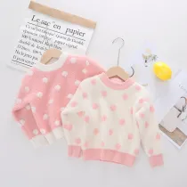 Pullover Cartoon Cute Loving Heart Children's Mink Sweater.