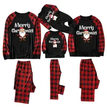 Christmas Family Matching Sleepwear Pajamas Santa And Snowman Slogan Tops And Plaids Pants