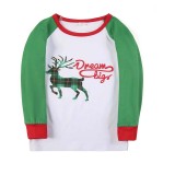 Christmas Family Matching Sleepwear Pajamas Green Plaids Deer Slogan Tops And Plaids Pants