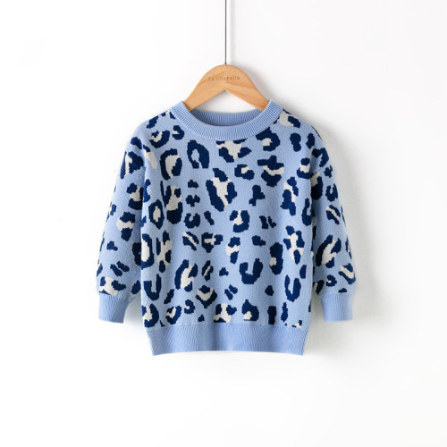 Toddler Girls Prints Leopards Knit Pullover Sweater