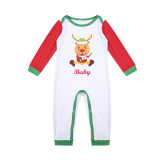 Christmas Family Matching Sleepwear Pajamas Cute Christmas Deer Slogan Tops And Sawtooth Pants
