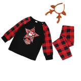 Christmas Family Matching Sleepwear Pajamas Santa Pentagram Slogan Tops And Plaids Pants