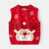 Toddler Girl Snow Deer Vest V Neck Sweater
