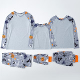 Halloween Family Matching Sleepwear Pajamas Gray Cat Pumpkin Ghost Printing Sets