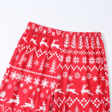 Christmas Family Matching Sleepwear Pajamas Red Antler Slogan Tops And Deer Printing Pants Sets