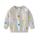 Toddler Girl Color Hearts Knit Pullover Sweater