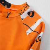Halloween Family Matching Sleepwear Pajamas Grimace Pumpkin Printing Stripes Sets