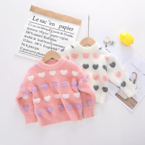Toddler Kids Girl Loving Heart Wool Warm Top Pullover Sweater