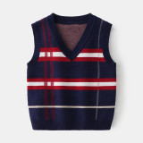 Toddler Boys Knit Pullover Stripe Vest V Neck Sweater