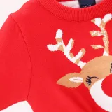 Toddler Girl Cartoon Christmas Deer Knit Pullover Sweater