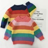 Toddler Kids Girl Rainbow Stripes Wool Warm Top Pullover Sweater
