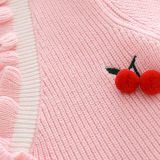 Toddler Girl Embroidery Cherries Knit Cardigan Sweater