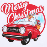 Christmas Family Matching Sleepwear Pajamas Santa Car Slogan Pattern Tops And Plaids Pants