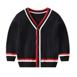 Toddler Kids Boy Wave Stripes Wool Warm Top Sweater Cardigan