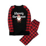 Christmas Family Matching Sleepwear Pajamas Santa And Snowman Slogan Tops And Plaids Pants