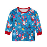 Christmas Family Matching Sleepwear Pajamas Santa Snowman Gift Box Pattern Printing Sets