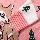 Toddler Girl Christmas Snow Deer Knit Pullover Sweater