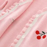 Toddler Girl Embroidery Cherries Knit Cardigan Sweater