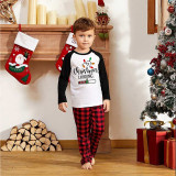 Christmas Family Matching Sleepwear Pajamas Christmas Loading Slogan Tops And Plaids Pants