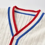 Toddler Kids Boy Wave Stripes Wool Warm Top Sweater Cardigan