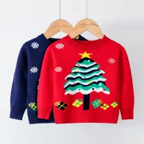 Toddler Girl Snowflake Christmas Tree Gift Sweater