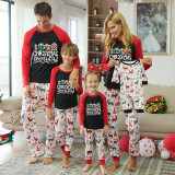 Christmas Family Matching Sleepwear Pajamas Gift Box Slogan Tops And Deer Printing Pants