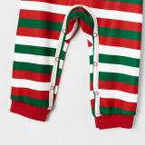 Christmas Family Matching Sleepwear Pajamas Red Green And White Stripes Jumpsuits Sets