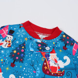 Christmas Family Matching Sleepwear Pajamas Santa Snowman Gift Box Pattern Printing Sets